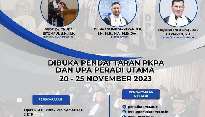Pendaftaran Program PPKA dan UPA peradi utama telah dibuka