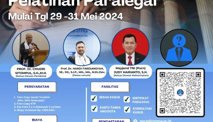 PERADI UTAMA Menggelar Pelatihan Paralegal untuk Masyarakat Umum.
