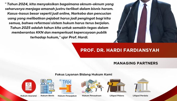 Ketum Peradi Utama Ajak Semua Pihak Bersama Meningkatkan Penegakan Hukum di Tahun 2025